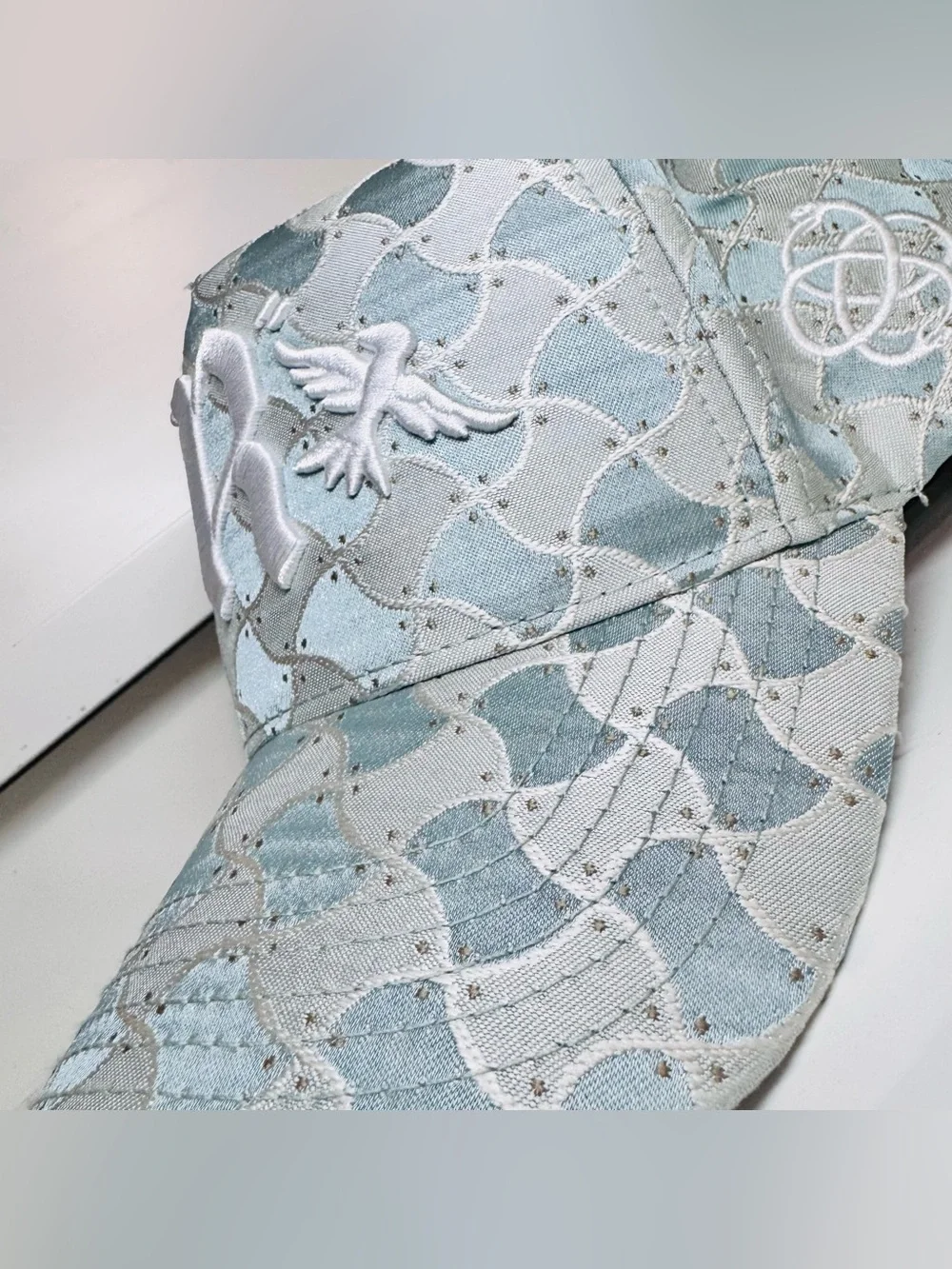 Reference Brand Luxe Woven Snapback Hat - Blue Snake Scale Pattern w/ Embroidere